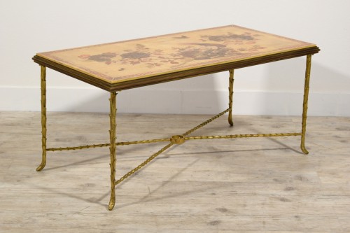 20th century - French gilt Bronze Lacquered Coffee Table by - Maison Bagues 