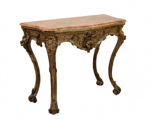 18th Century, Italian Naples Baroque Carved Wood Console