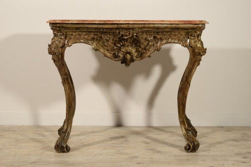 Furniture  - 18th Century, Italian Naples Baroque Carved Wood Console