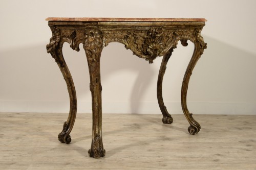 18th Century, Italian Naples Baroque Carved Wood Console - 