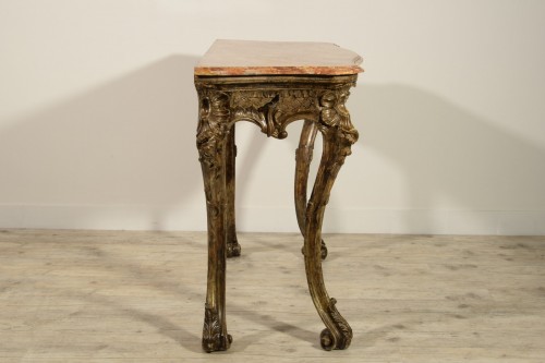 18th century - 18th Century, Italian Naples Baroque Carved Wood Console