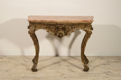 Console en bois sculpté, Italie XVIIIe siècle - Louis XV