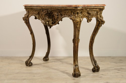 Antiquités - Console en bois sculpté, Italie XVIIIe siècle