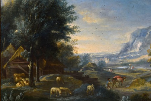 Paintings & Drawings  - 18th Century, Italian Archaic Landscape With Figures And Pastures