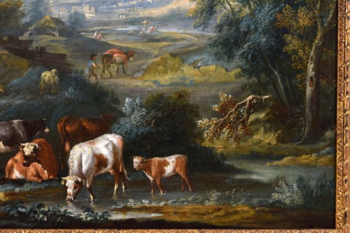 18th Century, Italian Archaic Landscape With Figures And Pastures - 