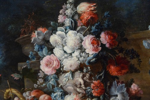 XVIIIe siècle - Michele Antonio Rapos (Italy, Turin 1733-1819) - Nature morte avec triomphe de fleurs