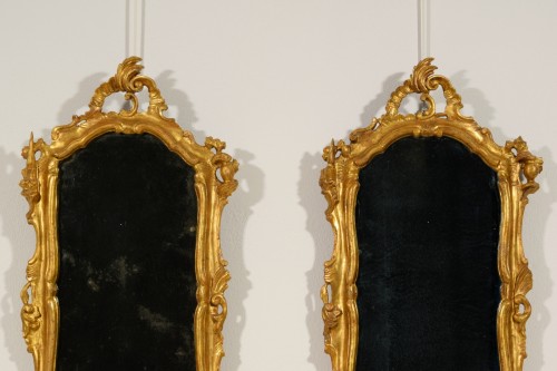 18th Century, Pair of Venetian Louis XV carved and gilt wood mirrors - Louis XV