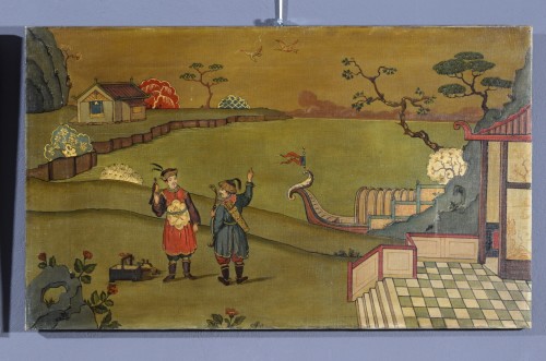 Antiquités - Paire de Paysages à Chinoiserie, Italie début XXe siècle