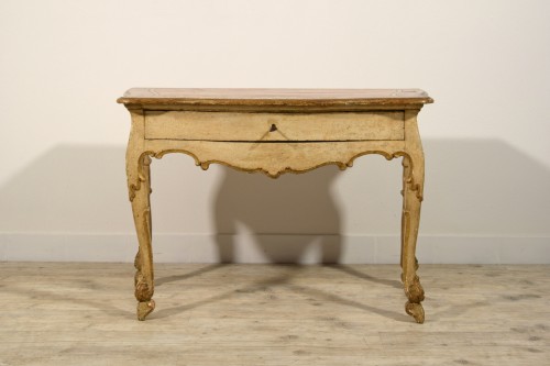 Console en bois laqué et doré, Italie début du XVIIIe siècle - Mobilier Style Louis XIV