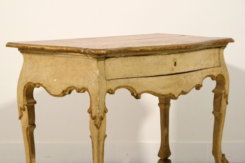 Louis XIV - 18th Century, Italian Lacquered and Giltwood Console 