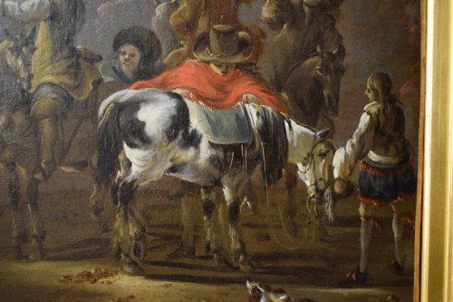 Paintings & Drawings  - 17th Century, Oil On Canvas Dutch Painting With Hunting Scene