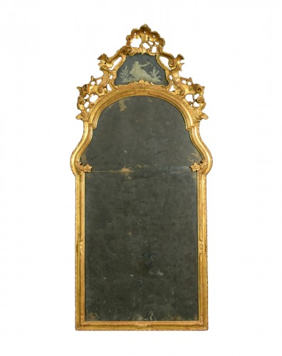 18th century, Italian Baroque Carved and Giltwood Mirror 