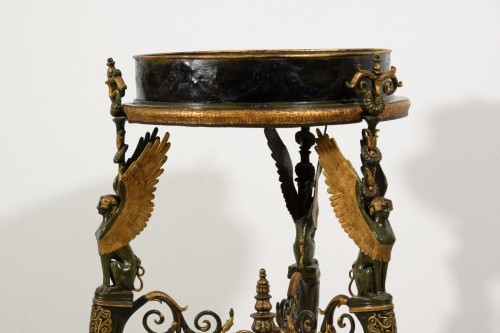 Antiquités - Jardinière or guéridon en bronze doré et laqué, France fin XIXe siècle