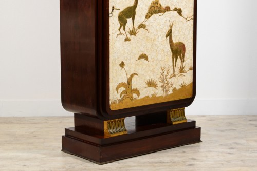 XXe siècle - Cabinet Art deco en bois et coquilles d’oeuf, France daté 1936