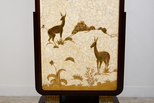 Antiquités - Cabinet Art deco en bois et coquilles d’oeuf, France daté 1936