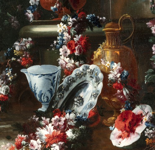 18th Century, Painting with Still Life Attributed to Francesco Lavagna (1684-1724) - 