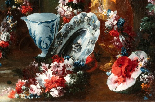 18th Century, Painting with Still Life Attributed to Francesco Lavagna (1684-1724) - 