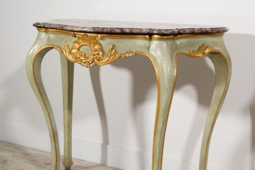 Antiquités - 19th Century, Pair of Venetian Lacquered Woos Consoles