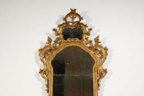 Mirrors, Trumeau  - Mid 18th Century, Venetian Baroque Carved Giltwood Mirror