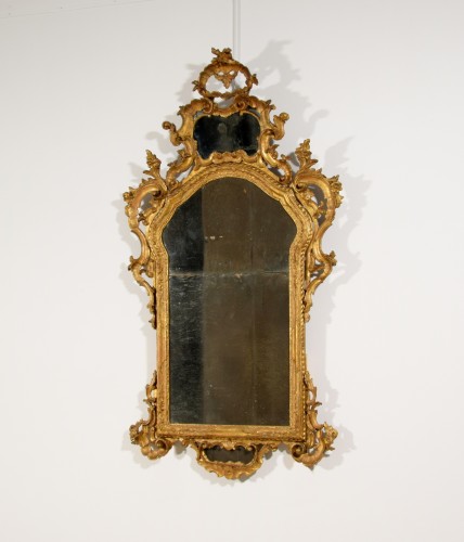 Louis XV - Mid 18th Century, Venetian Baroque Carved Giltwood Mirror