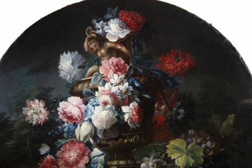 Michele Antonio Rapos, paire de nature morte avec fleurs et fruits, XVIIIe siècle - 
