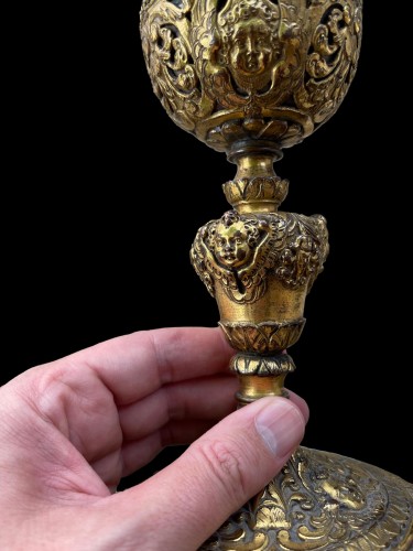 Calice en cuivre doré et argent, Italie debut XVIIe siècle - Art sacré, objets religieux Style 
