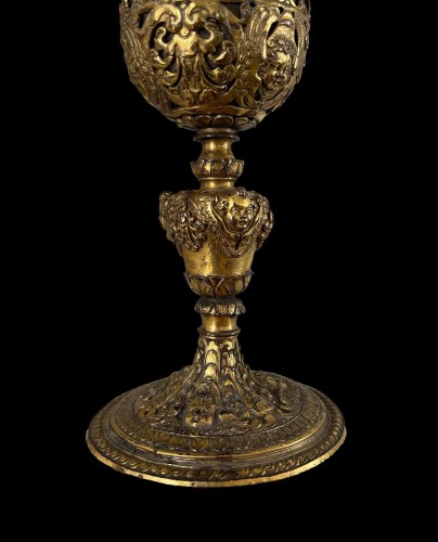 XVIIe siècle - Calice en cuivre doré et argent, Italie debut XVIIe siècle