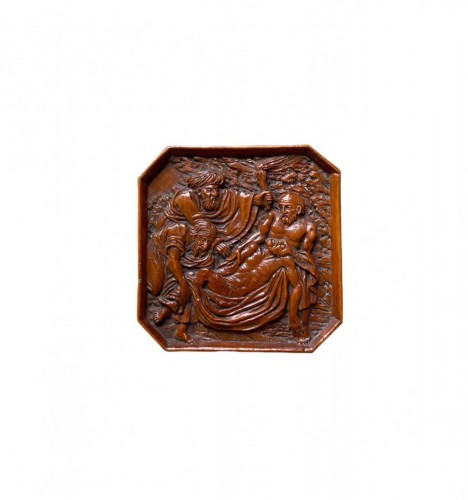 La Mise au tombeau, plaque miniature en buis sculpté. Allemagne fin XVIe siècle