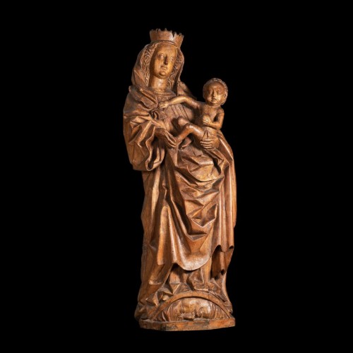 Virgin and Child on the Crescent moon, Bohemian. Ca. 1430-1440 - Sculpture Style Middle age