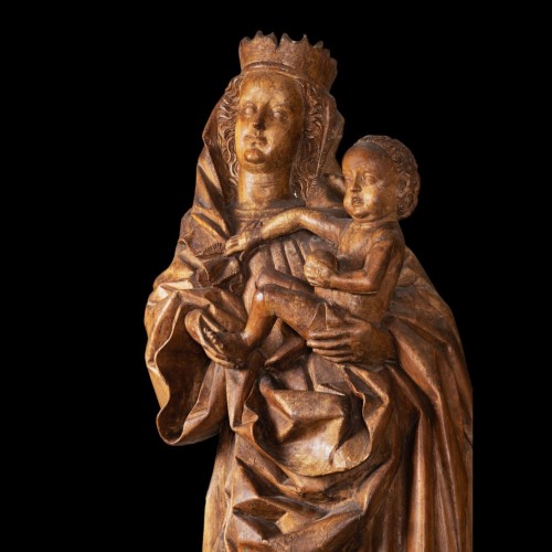 Sculpture Sculpture en Bois - Vierge à l'Enfant sur un croissant de lune, Bohême vers 1430-1440