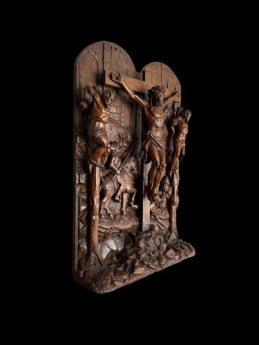 Sculpture  - Oak group of The Crucifixion, Flemish circa 1530-1540
