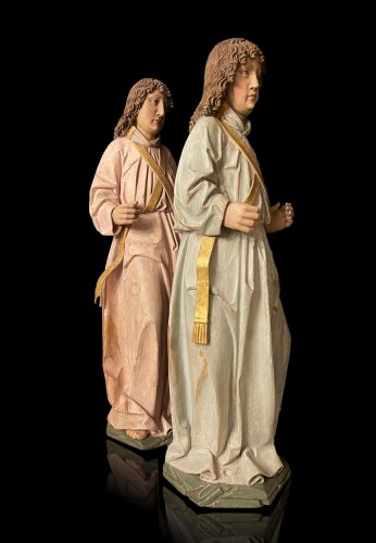 Paire d'anges Tyroliens, vers 1480 - Sculpture Style Moyen Âge