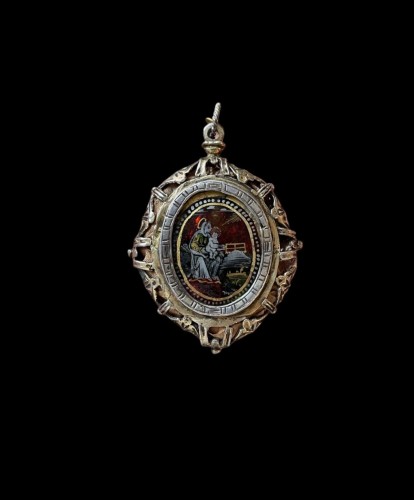 Pendentif renaissance en argent doré. Fin XVIe siècle - Bijouterie, Joaillerie Style Renaissance