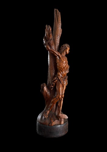 XVIIe siècle - Sculpture en bois fruitier de Saint-Sébastien. XVIIe siècle
