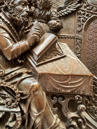 Religious Antiques  - A carved relief of St-Matthew Attributed to Hans Degler (1564-1635).