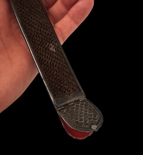  - A late 17th century Gold &amp; silver damascened iron tobacco rasp