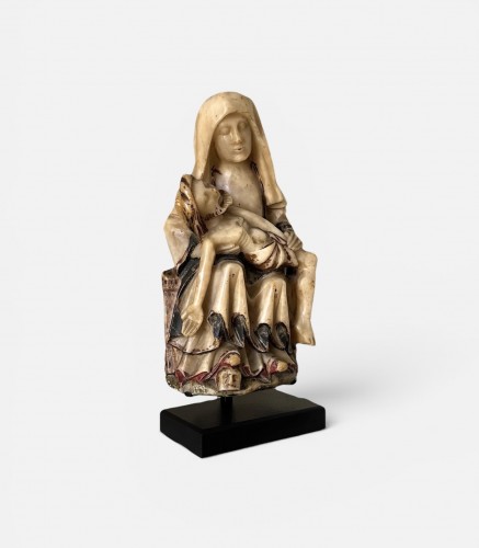 Medieval alabaster Pieta, Nottingham ca. 1450 - Sculpture Style Middle age
