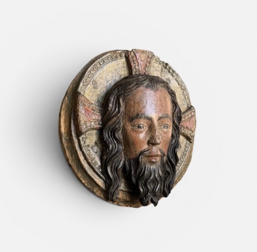 Gothic relief depicting Christ the Saviour, Germany 14th century - Sculpture Style Middle age
