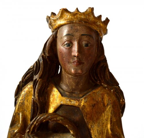 Paire de bustes de Saintes femmes, Allemagne XVe siècle - Sculpture Style Moyen Âge