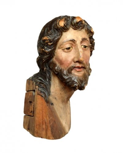 Buste en tilleul sculpté de Saint Jean Baptiste XVIe siècle