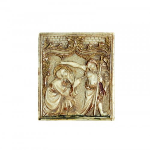 Ivory plaque depicting St-Thomas and Christ. Circa 1450.