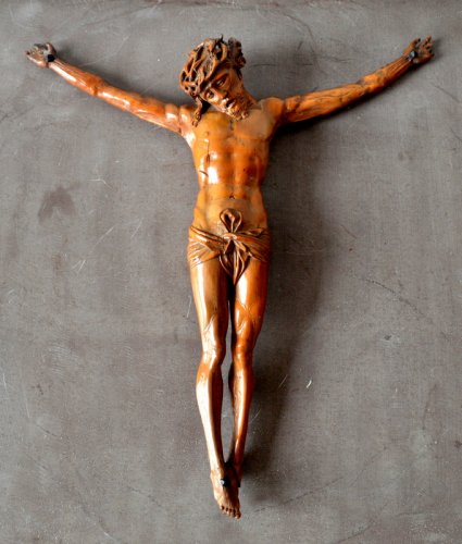 Christ en buis sculpté, Allemagne XVIe siècle - Art sacré, objets religieux Style 