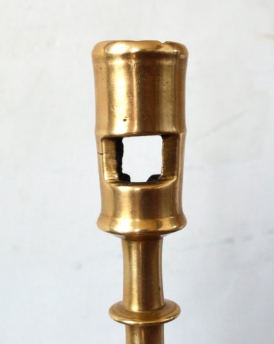 Antiquités - A Gothic brass Candlestick.Late 15th century.