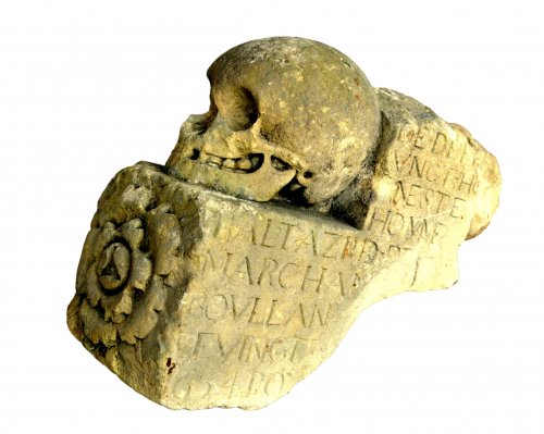 Architectural stone fragment of skull 17th century