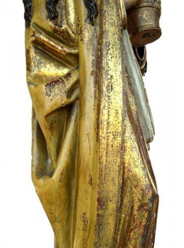 Moyen Âge - Statue de sainte Marie Madeleine en bois sculpté, fin XVe siècle