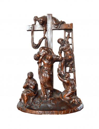 La Descente de Croix - Sculpture en noyer fin XVIIe siècle