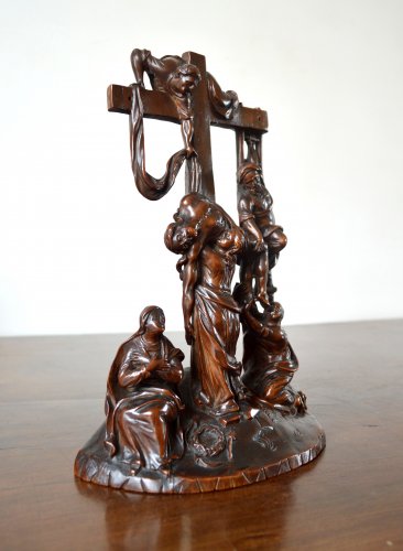  - The Descent from the Cross - Walnut group Late 17th century.