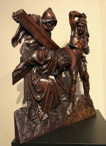 Antiquités - Relief in wood &#039;Road to the calvary&#039;.  Mid-16th century