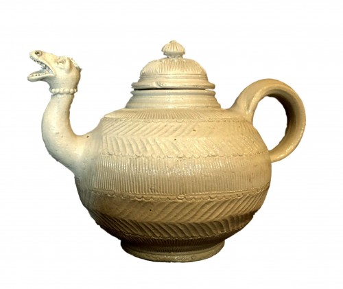 A Westerwald stoneware teapot.Mid-18th century