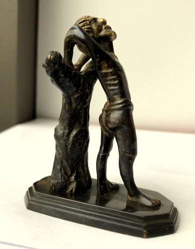 Sculpture miniature en bronze doré, Pays-bas fin fin XVe siècle - Sculpture Style Moyen Âge
